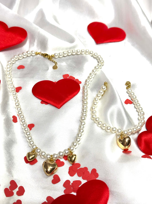 Collana e bracciale PERLE E CUORE